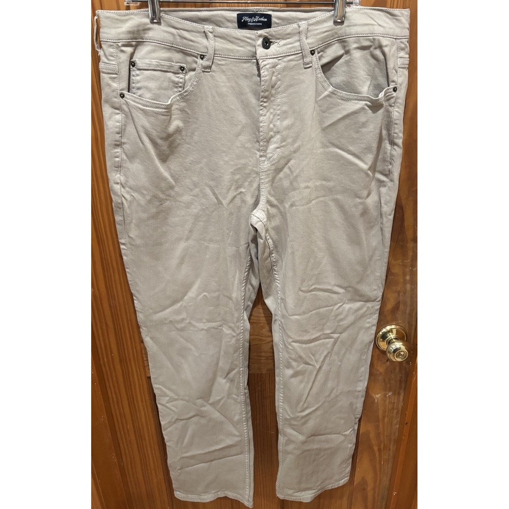 Flag & Anthem Nashville Straight Pants Men 36x32 Khaki Cotton Stretch Flat Front